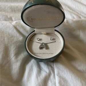 Kohl's Silver Initial Necklace and Earring Set